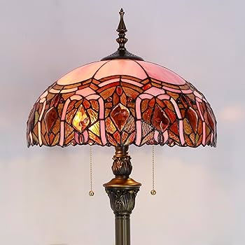 フロアスタンド Antique. Lamp shade ZJART Tiffany Floor Lamp Stained Glass Pink Jewelry Style